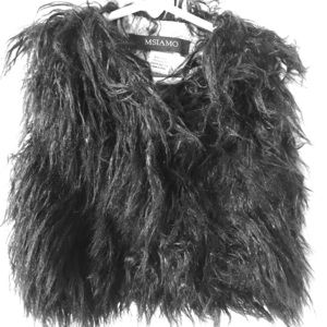 Black shag vest